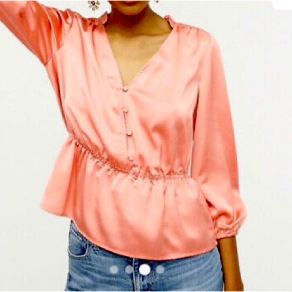 J. Crew Satin Peplum Blouse Top
